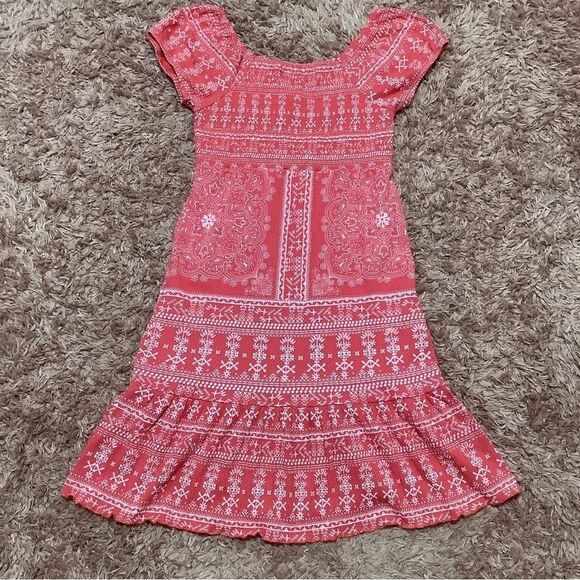 Almost Famous Boho Hippie Coral Short Sleeve Mid Length Babydoll Dress Size S - Picture 7 of 9